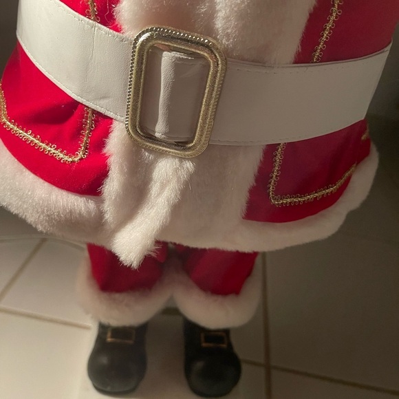 Vintage 30" Animated and Lighted Santa Figure Fabric and Fake Fur Curls too! - Picture 4 of 7